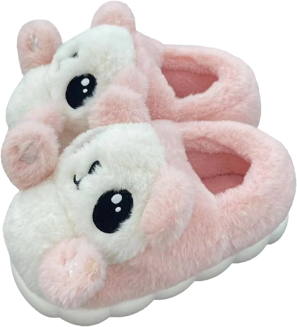 HANDKEI Women's bear slippers, animal slippers, home and indoor plush slippers