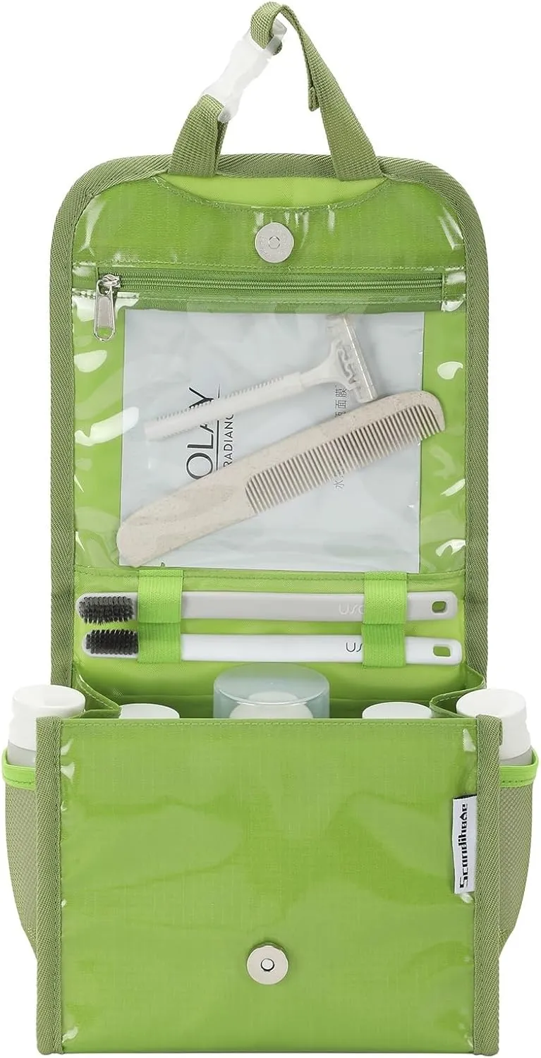 Hanging Toiletry Bag for Men & Women, Waterproof Travel Makeup Organizer, Large Capacity with Multiple Compartments, Shaving & Full-Sized Toiletries Storage Bag. SO-T (Green)