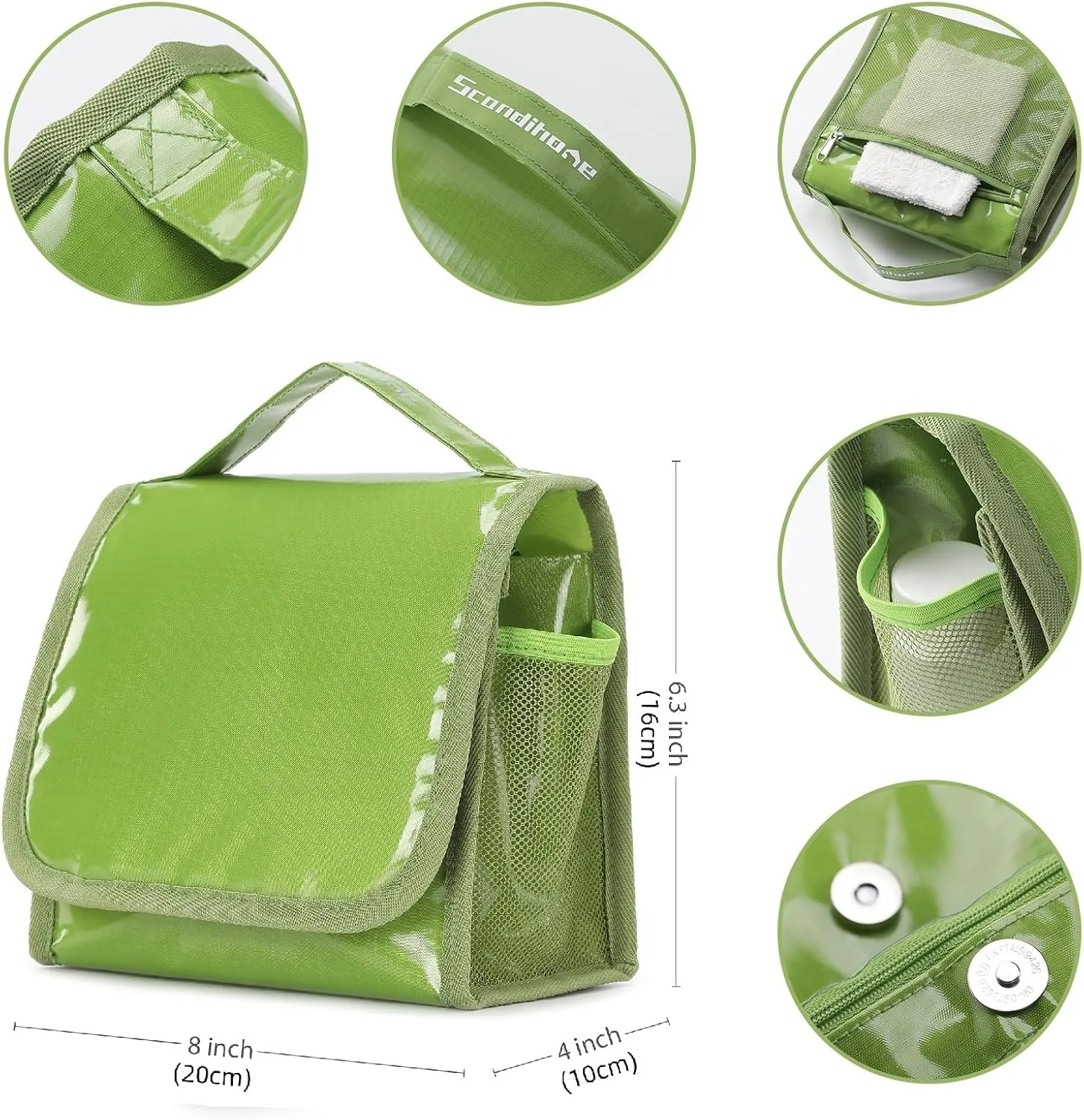 Hanging Toiletry Bag for Men & Women, Waterproof Travel Makeup Organizer, Large Capacity with Multiple Compartments, Shaving & Full-Sized Toiletries Storage Bag. SO-T (Green)