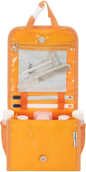 Hanging Toiletry Bag for Men & Women, Waterproof Travel Makeup Organizer, Large Capacity with Multiple Compartments, Shaving & Full-Sized Toiletries Storage Bag. SO-T (Orange)