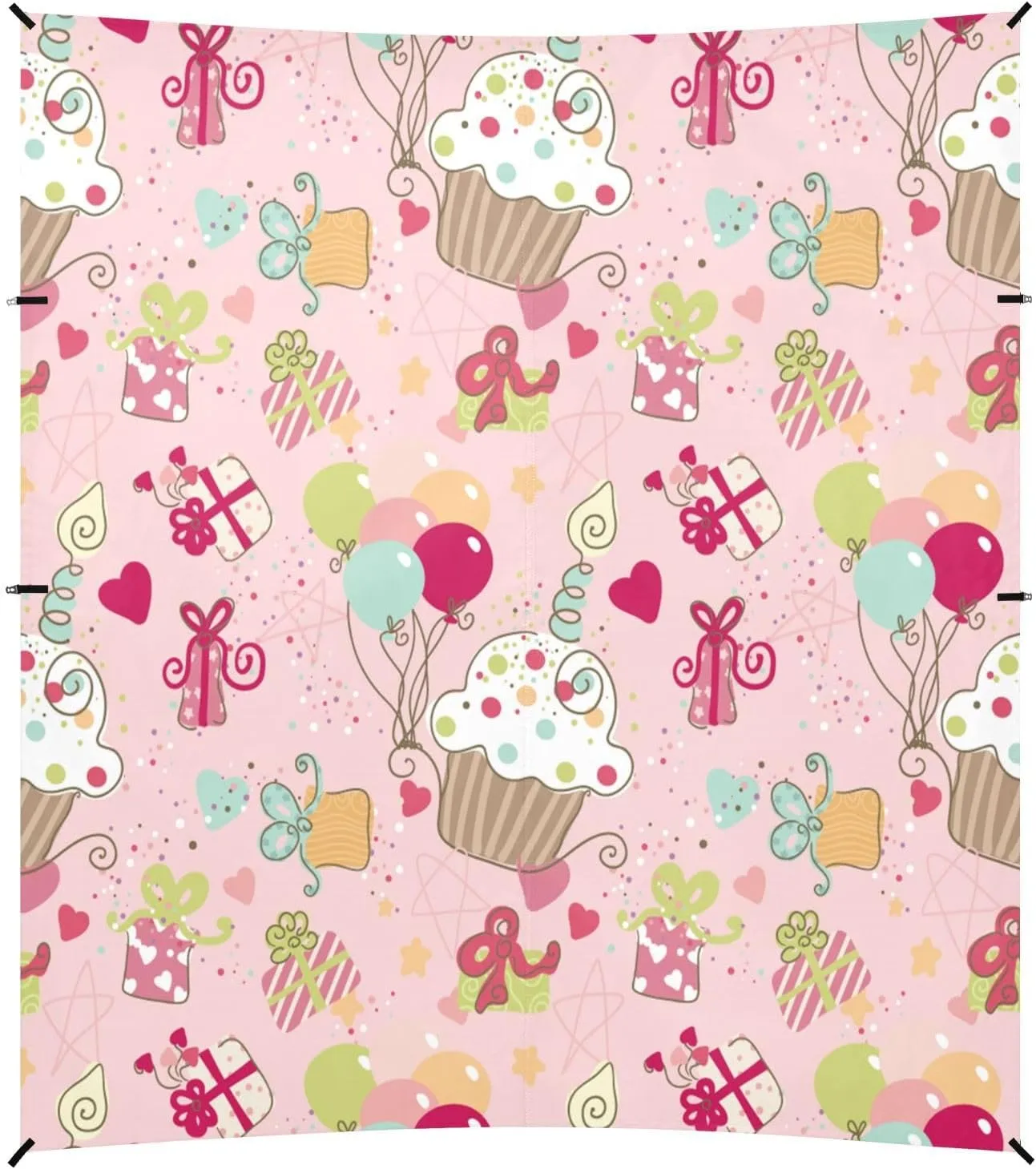Happy Birthday Pattern Cake Beach Tent Camping Sun Shelters Portable Outdoor Canopy Sun Shade for Camping Trips Fishing Backyard Fun or Picnics Easy Setup with Carrying Bag