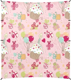 Happy Birthday Pattern Cake Beach Tent Camping Sun Shelters Portable Outdoor Canopy Sun Shade for Camping Trips Fishing Backyard Fun or Picnics Easy Setup with Carrying Bag
