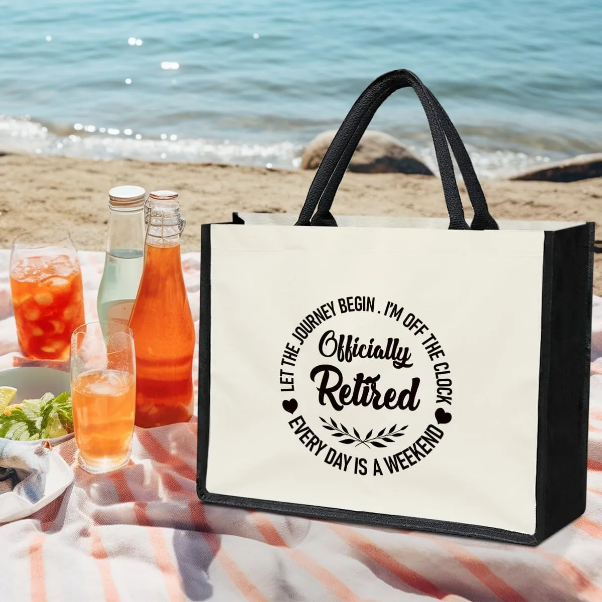 Happy Retirement Canvas Tote Bag, Retirement Gifts for Women Grandma Mom Coworker Mother’s Day Gifts for Women Reusable Grocery Beach Shopping Bags -18