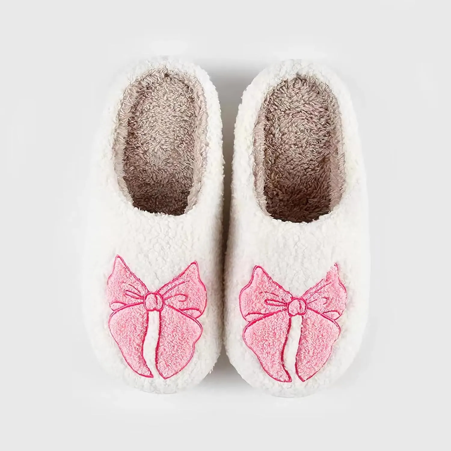 Happy Smile Face Slippers with Evil Eyes, Strawberry Heart, Cute Cartoon Design - Soft Plush Cozy House Slippers for Women - Indoor/Outdoor