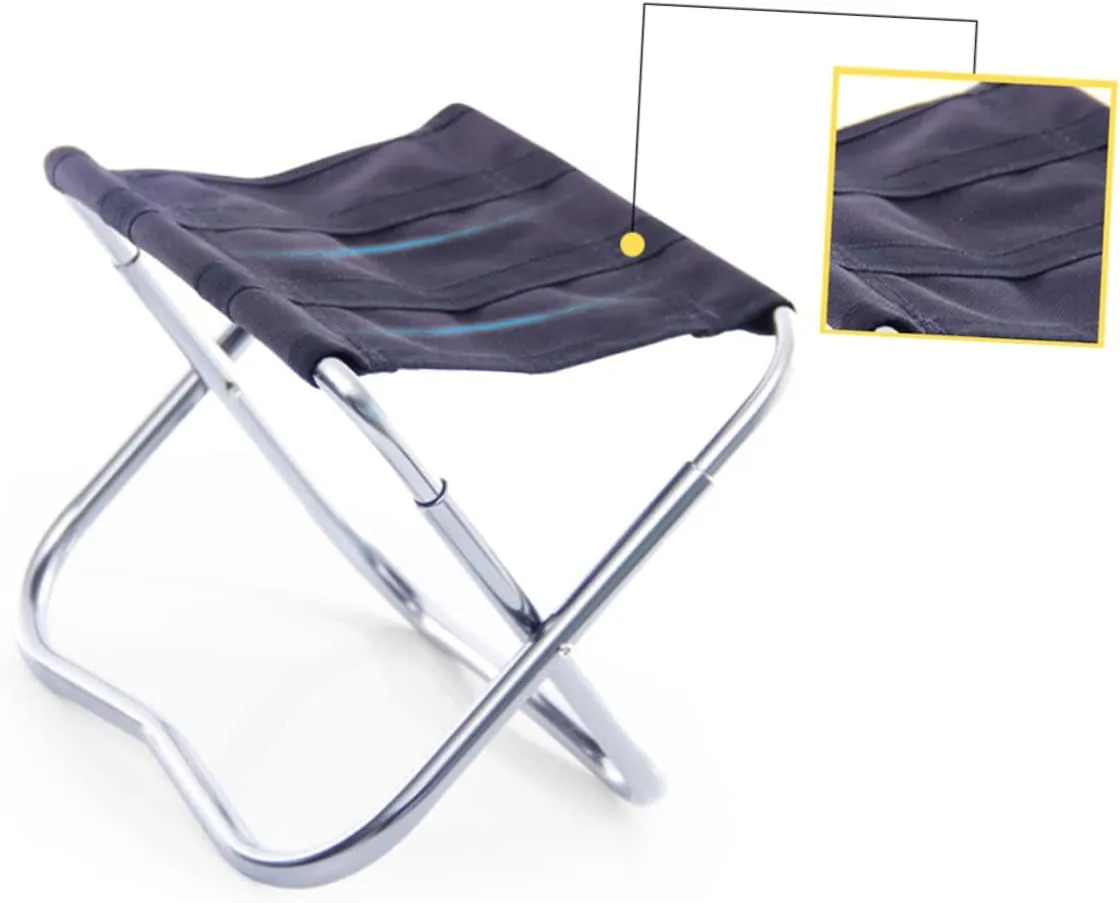 Happyyami Outdoor Collapsible Folding Stool Lightweight Portable Chair for Camping Fishing Travel BBQ Beach Durable Compact Design Black Silver