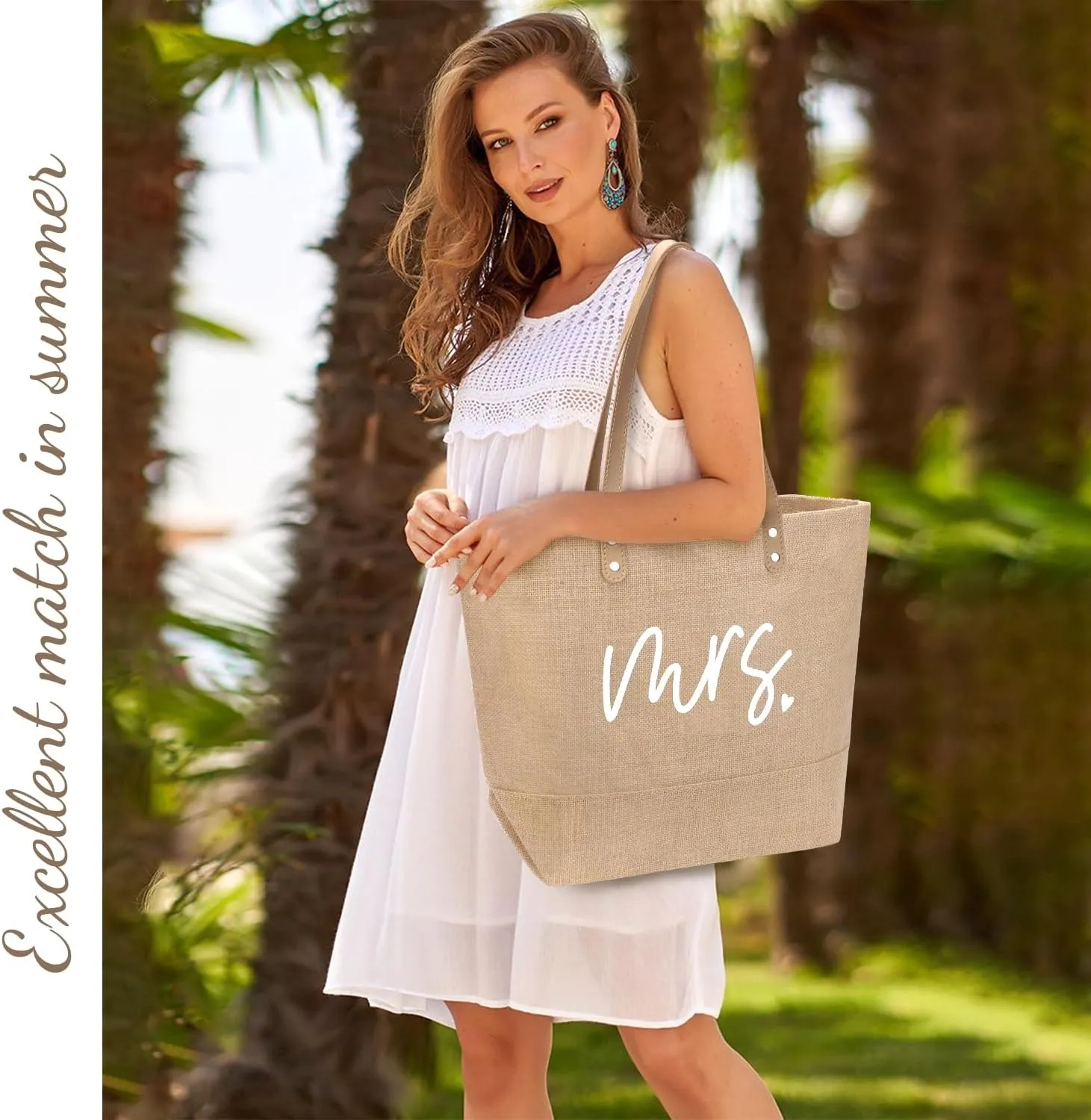 hatisan Large Jute Beach Bag for Women Woven Straw Beach Tote Bag Shoulder Handbags Boho Bag