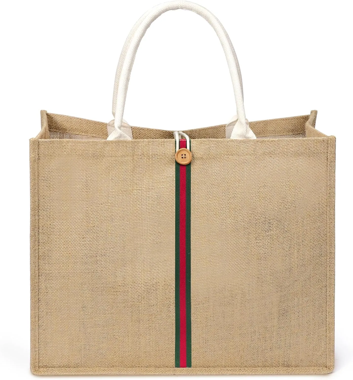 hatisan Large Jute Beach Bag for Women Woven Straw Beach Tote Bag Shoulder Handbags Boho Bag