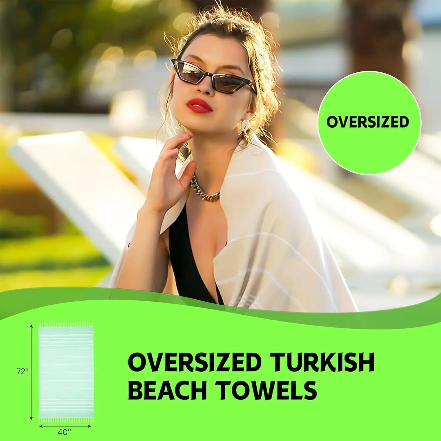 HAVLULAND Turkish Beach Towel Pack of 6 Oversized 72"x40" Bath Towels Bulk Extra Large Sand Free Quick Dry Absorbent Lightweight Pool Swim Camping Blanket Adults Vacation Essentials - Set of 6 Fuchsia