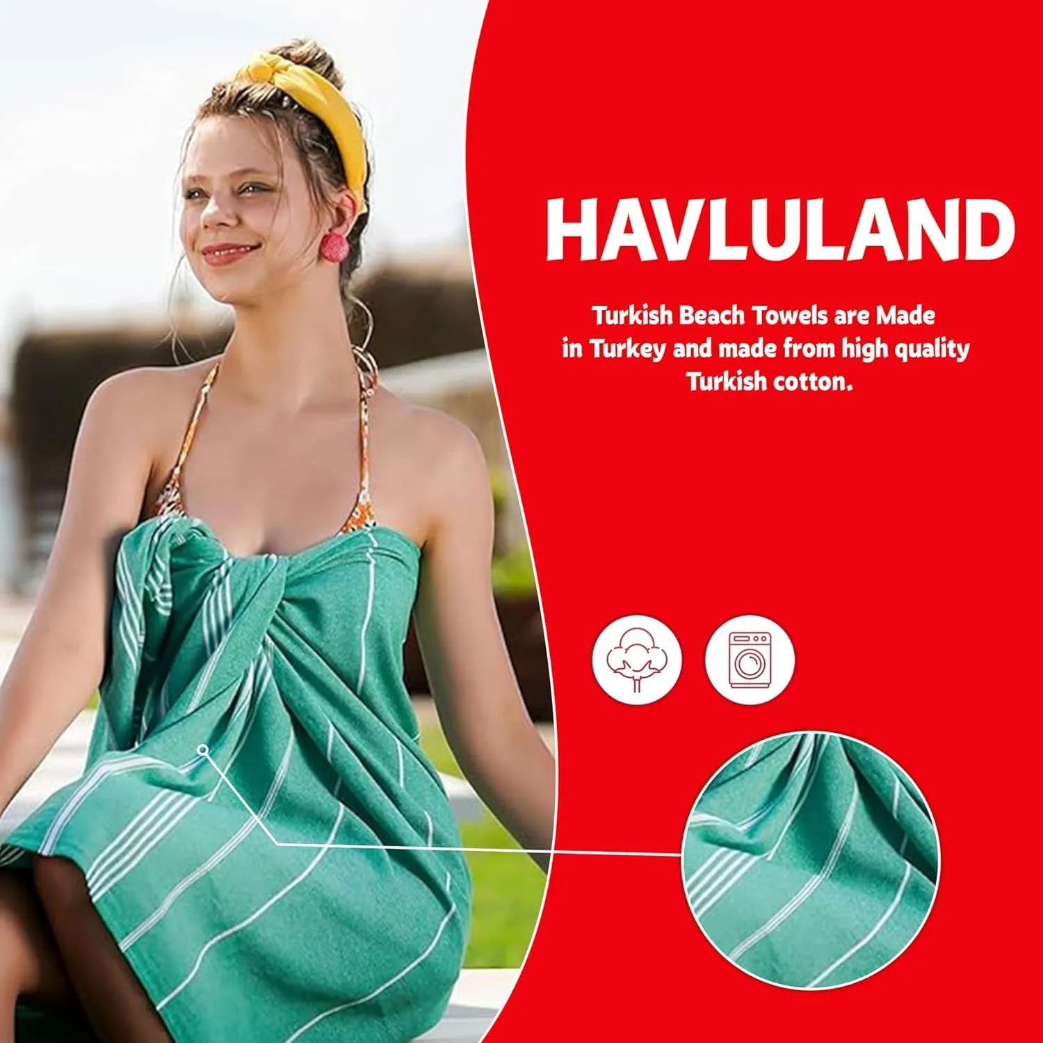 HAVLULAND Turkish Beach Towel Pack of 6 Oversized 72"x40" Bath Towels Bulk Extra Large Sand Free Quick Dry Absorbent Lightweight Pool Swim Camping Blanket Adults Vacation Essentials - Set of 6 Fuchsia