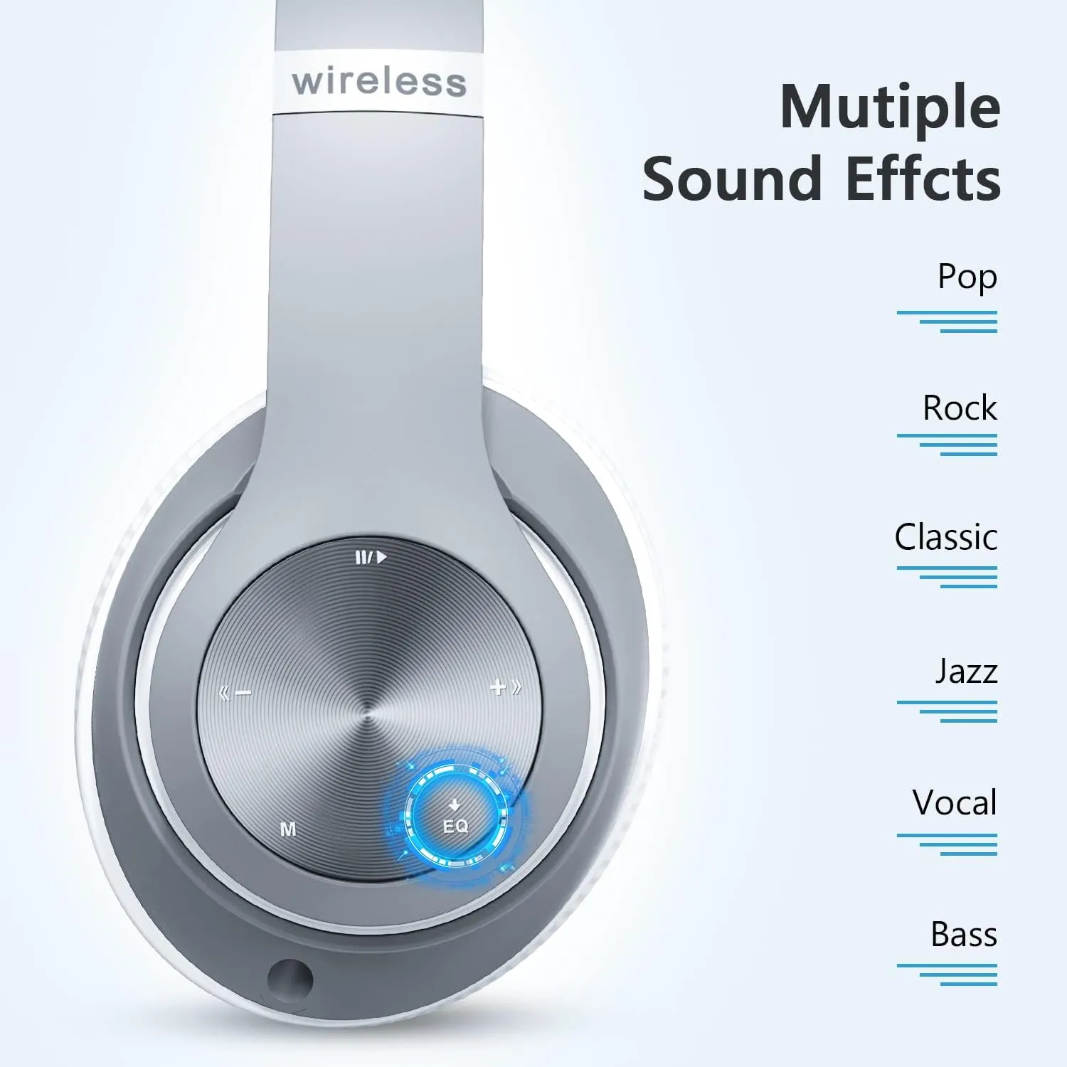 Headphones Wireless Bluetooth,60 Hours Playtime Foldable Lightweight Bluetooth Headphones Wireless Over Ear Wired Hi-Fi Stereo with 6 EQ Modes, Deep Bass Adjustable Headset with Mic, FM, TF for Adults