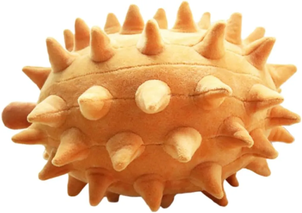 HEALLILY Adorable Durian Shaped Plush Throw Pillow Brown Stuffed Soft Bolster Cushion for Car Home and Travel Relief and Decorative Accessory