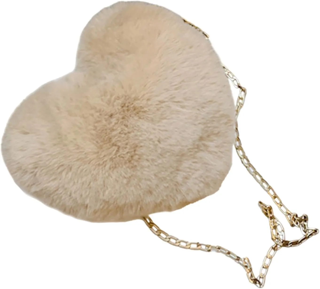 Heart Shaped Shoulder Bag, Furry Purse, Casual Cute Tote Crossbody Bag for Women Ladies