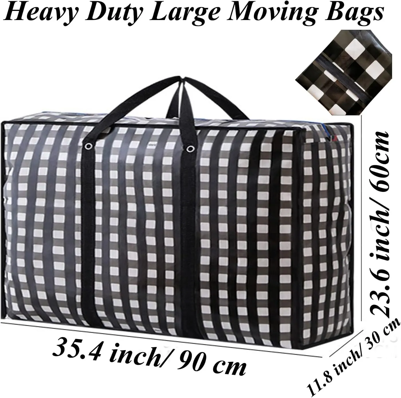 Heavy Duty Large Moving Bags - 162L Big Organizer Storage Bags With Durable Zipper, Waterproof Oversized Jumbo Organizers for Clothes, Bedding, Comforter, Pillow (Set of 4)
