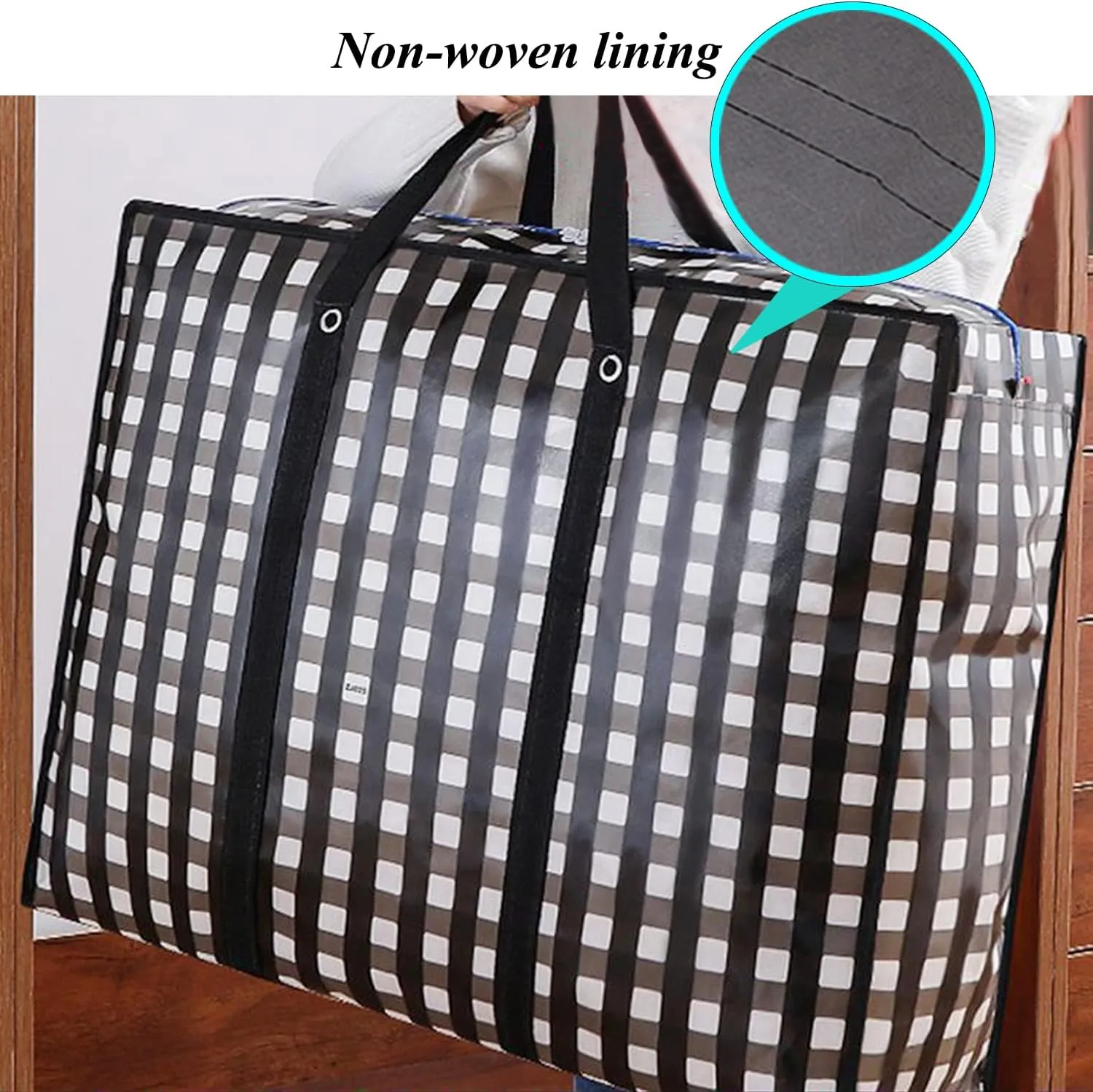 Heavy Duty Large Moving Bags - 162L Big Organizer Storage Bags With Durable Zipper, Waterproof Oversized Jumbo Organizers for Clothes, Bedding, Comforter, Pillow (Set of 4)