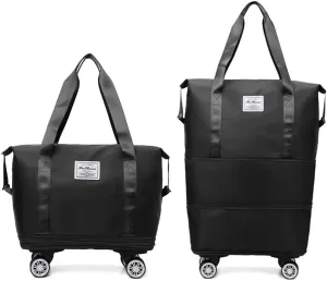 High-Capacity Foldable Travel Bag with Spinner Wheels Expandable Foldable Duffel Bag Detachable Rolling Wheels Travel Bag Carry on Duffel Bag for Men Women Lightweight Suitcases ﻿