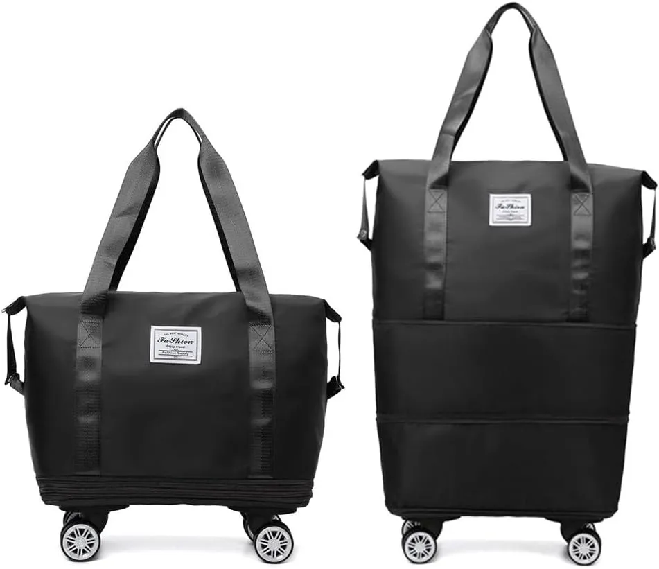 High-Capacity Foldable Travel Bag with Spinner Wheels Expandable Foldable Duffel Bag Detachable Rolling Wheels Travel Bag Carry on Duffel Bag for Men Women Lightweight Suitcases ﻿