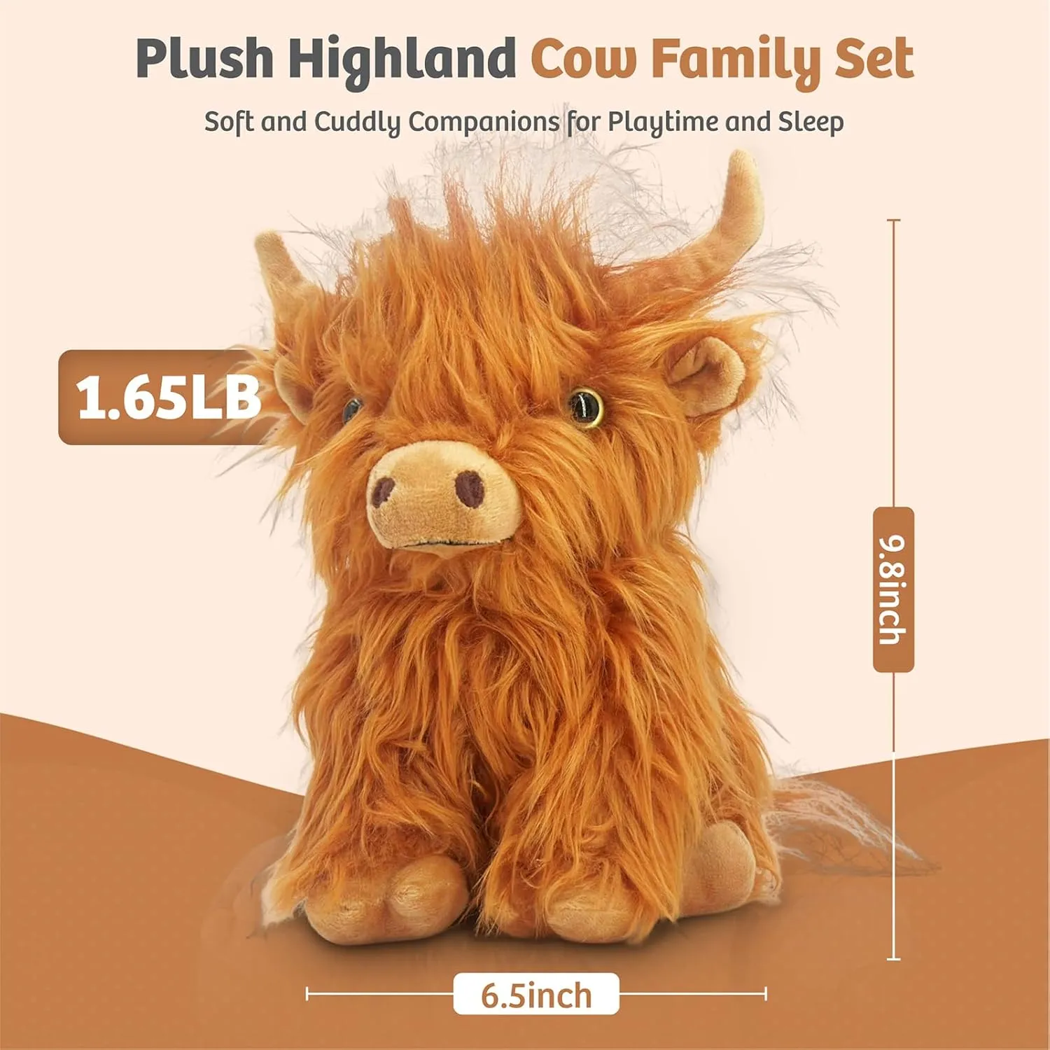 Highland Cow Stuffed Animal Toy - Brown Stuffed Animal Gift for Girls and Kids