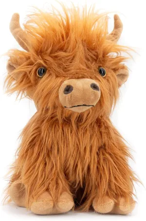 Highland Cow Stuffed Animal Toy - Brown Stuffed Animal Gift for Girls and Kids