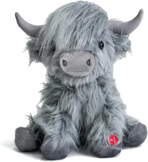 Highland Cow Stuffed Animal with Mooing Sound, 10 inch, Cuddly Farm Toy for Boys Girls Gift Decoration