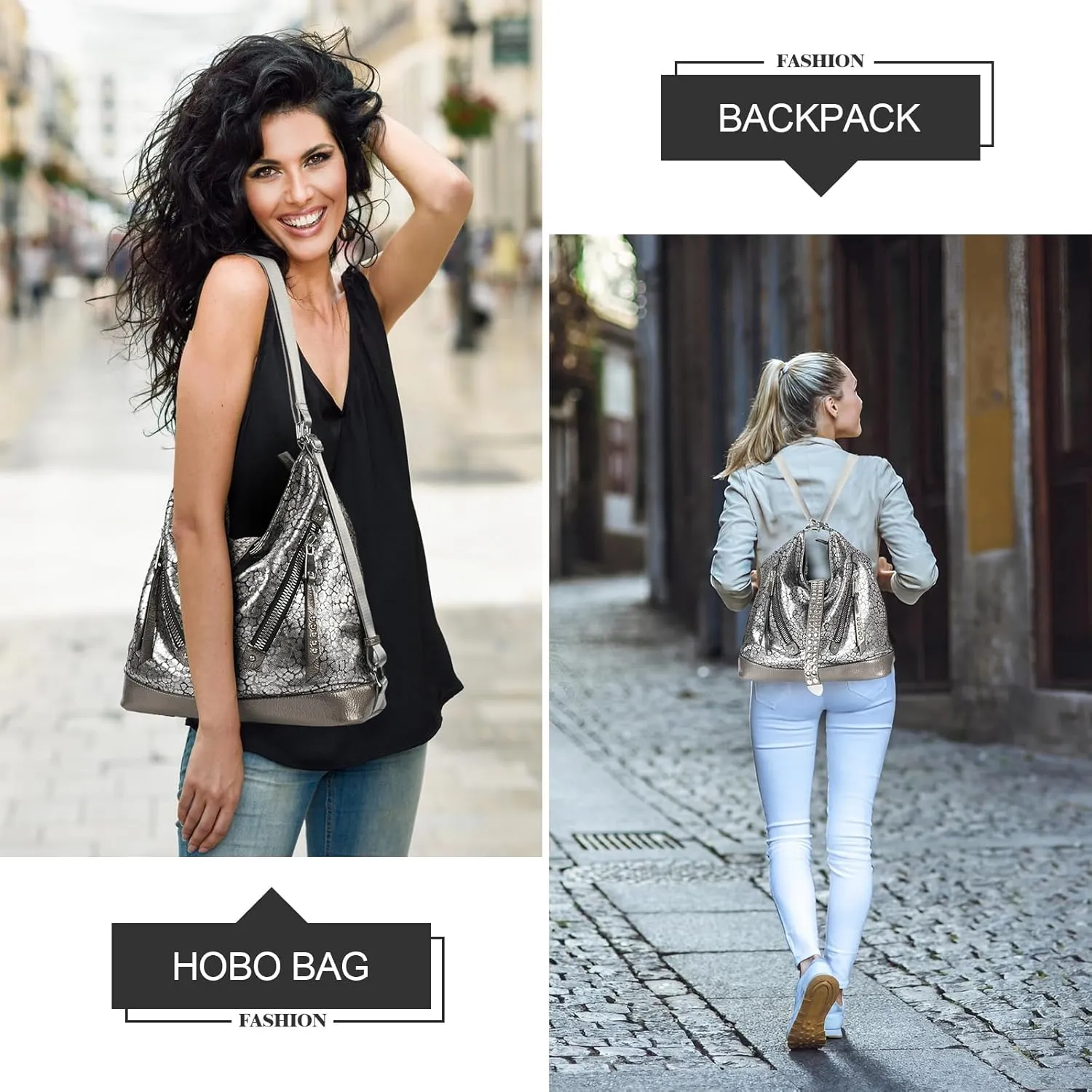 Hobo Bags for Women,Large Shoulder Tote Bag for Women,Shiny Leather Trendy Purse with Zipper.