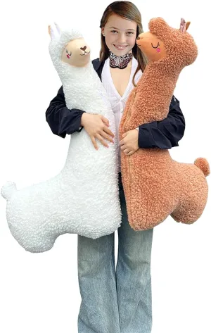 Hofun4U Llama Plush Pillow, 39 Inch Alpaca Plush Long Body Pillow, Alpaca Stuffed Animal, Christmas Holiday Birthday Gift (Brown)