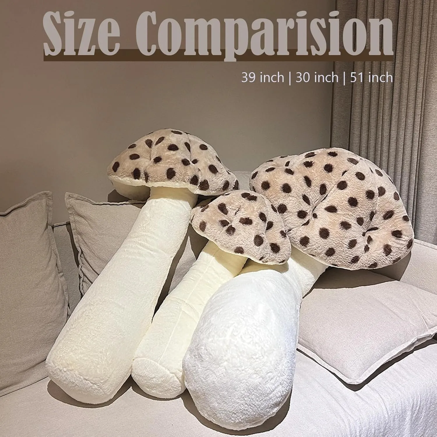 Hofun4U Mushroom Plush Pillow - 30 inch Mushroom Shaped Stuffed Long Pillow - Mushroom Stuffed Pillow - Christmas Birthday Choice Sofa Home Decoration (Brown)