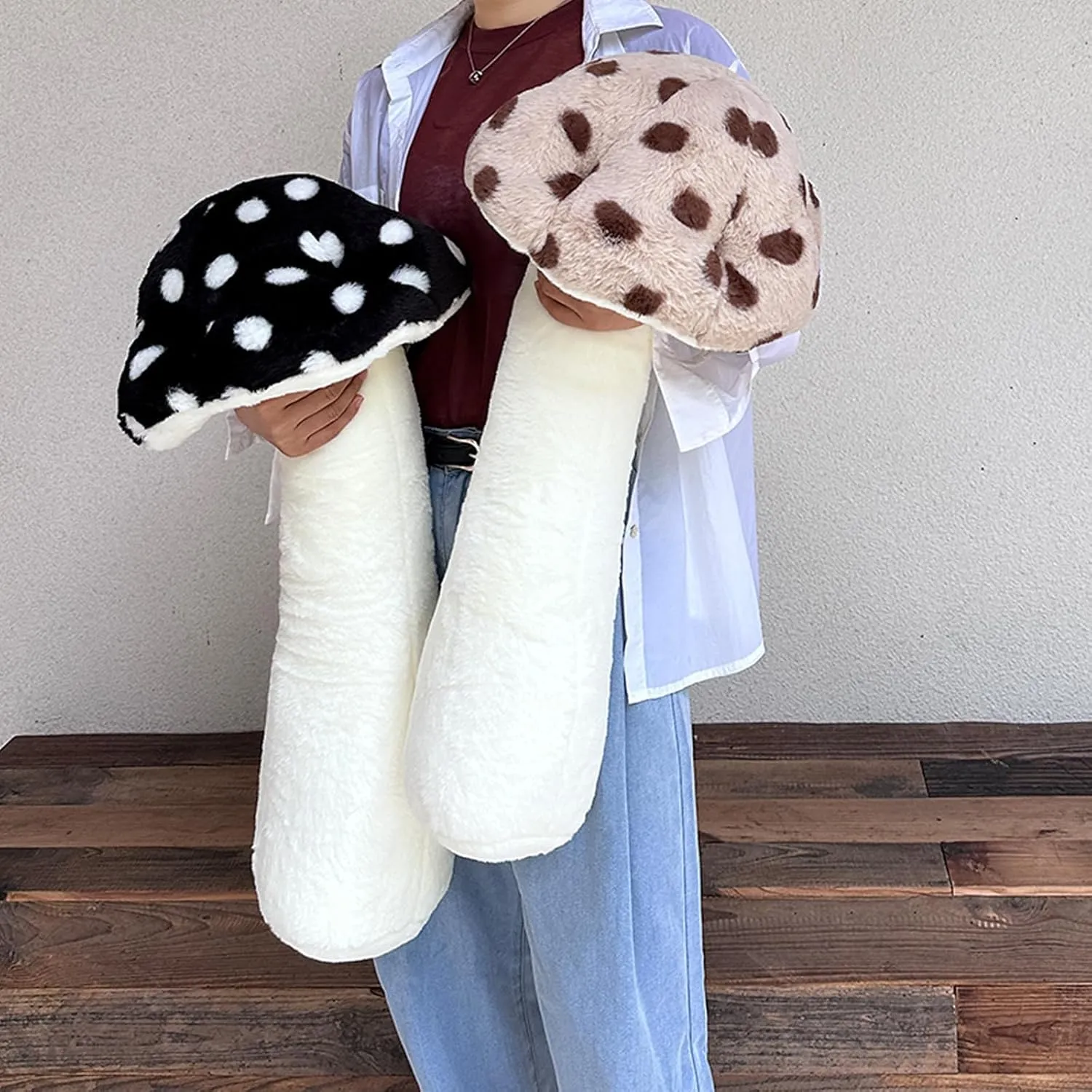 Hofun4U Mushroom Plush Pillow - 30 inch Mushroom Shaped Stuffed Long Pillow - Mushroom Stuffed Pillow - Christmas Birthday Choice Sofa Home Decoration (Brown)