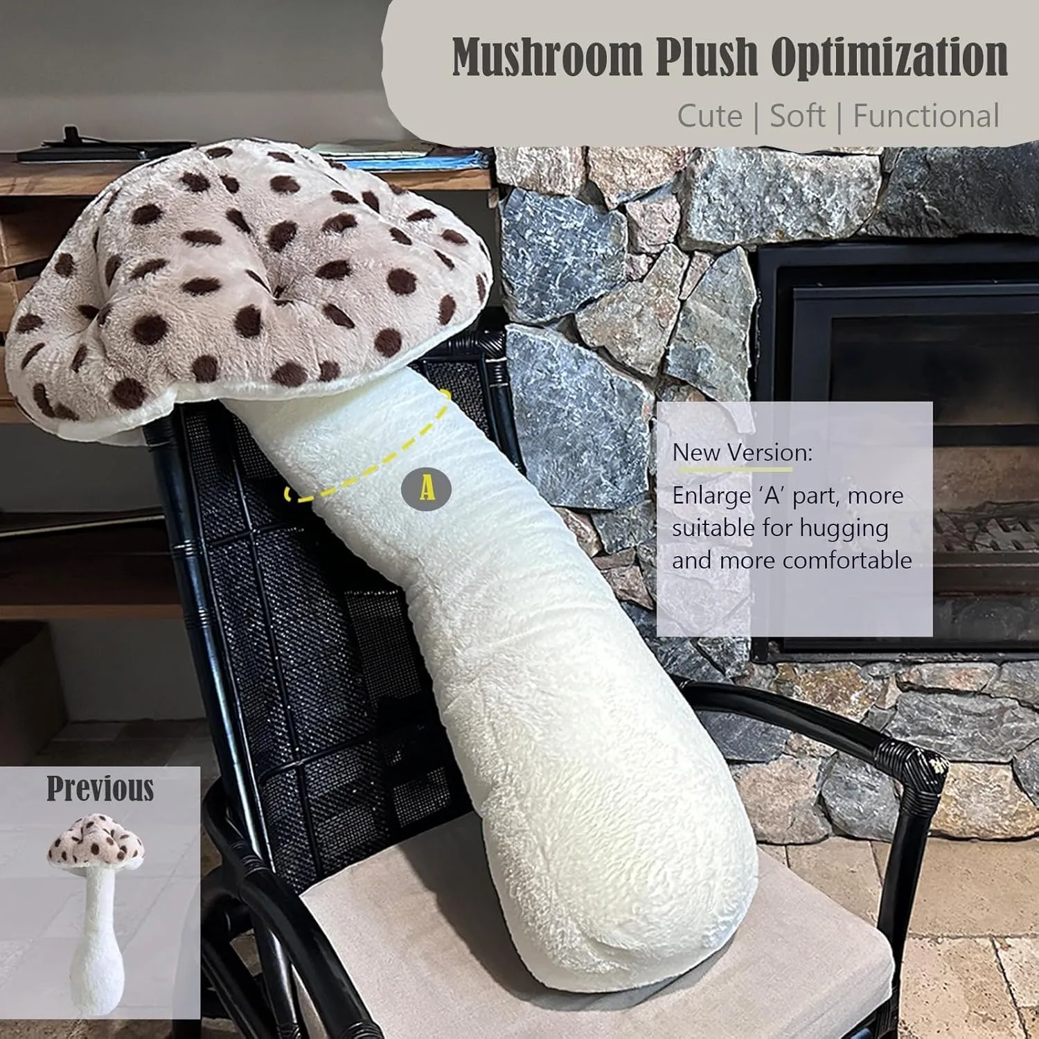 Hofun4U Mushroom Plush Pillow - 30 inch Mushroom Shaped Stuffed Long Pillow - Mushroom Stuffed Pillow - Christmas Birthday Choice Sofa Home Decoration (Brown)