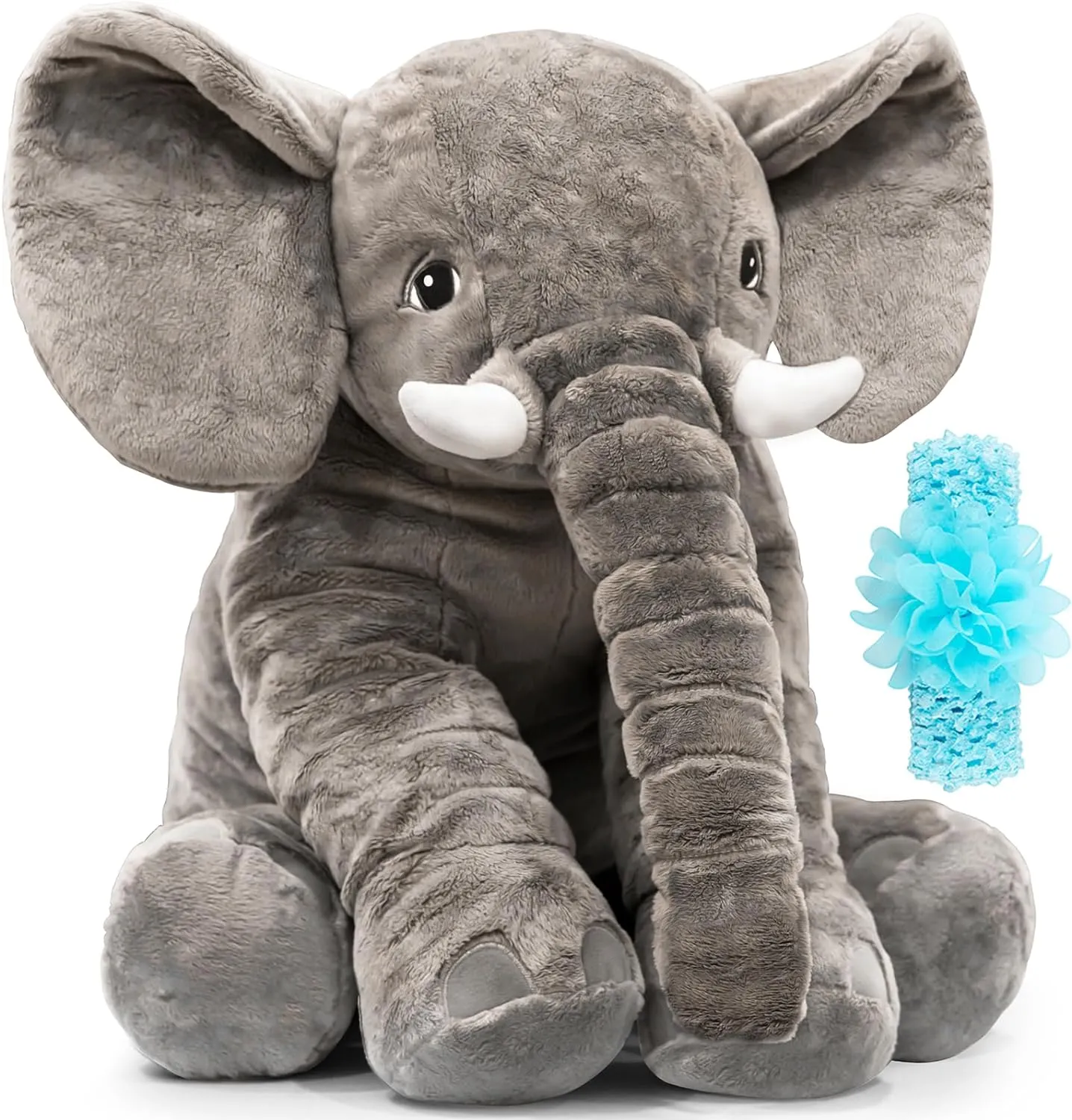 Homily Stuffed Elephant Plush Animal Toy 24 INCH Blue Scrunchie
