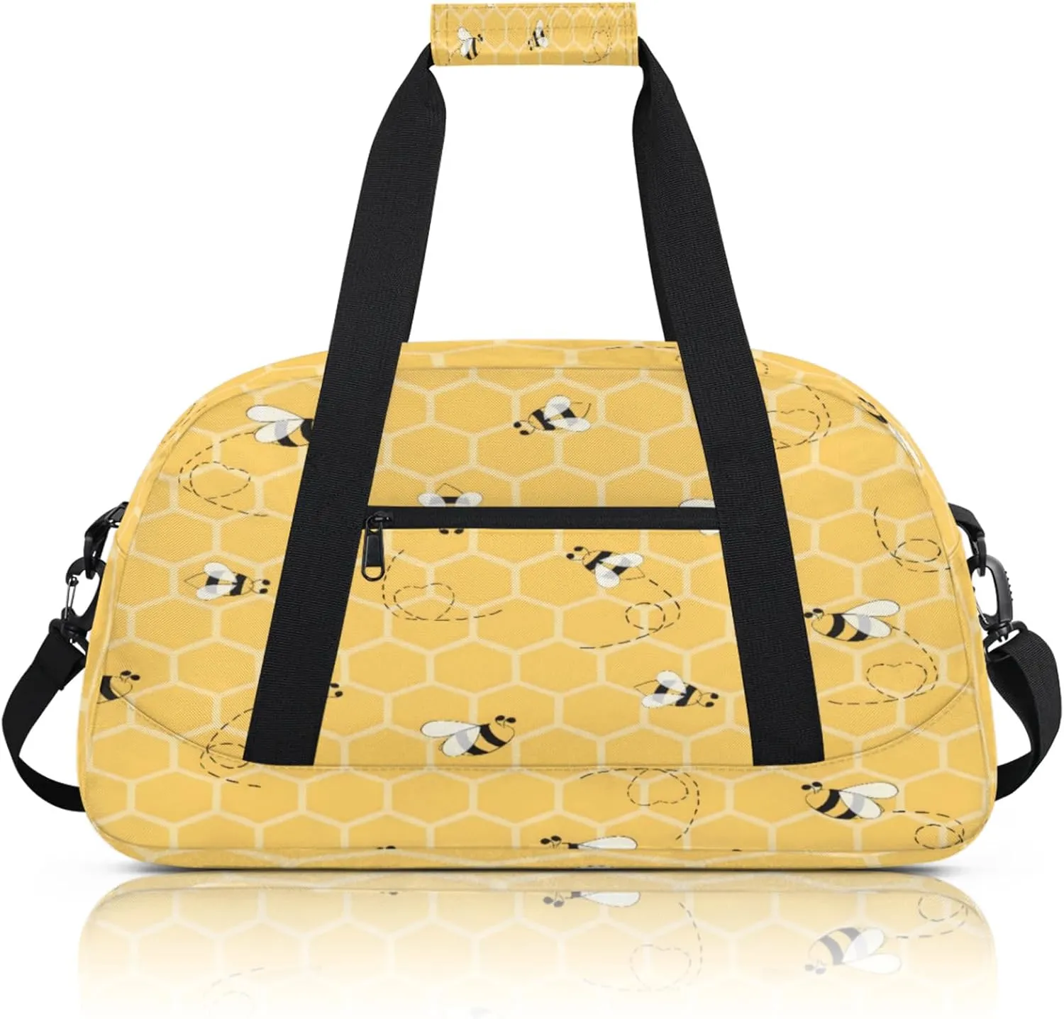Honey Bee Bumblebee Small Gym Bag 18 inch Carry On Duffel Bag for Weekender Travel Sports Workout Yoga Gymnastics Dance Ballet