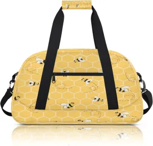 Honey Bee Bumblebee Small Gym Bag 18 inch Carry On Duffel Bag for Weekender Travel Sports Workout Yoga Gymnastics Dance Ballet