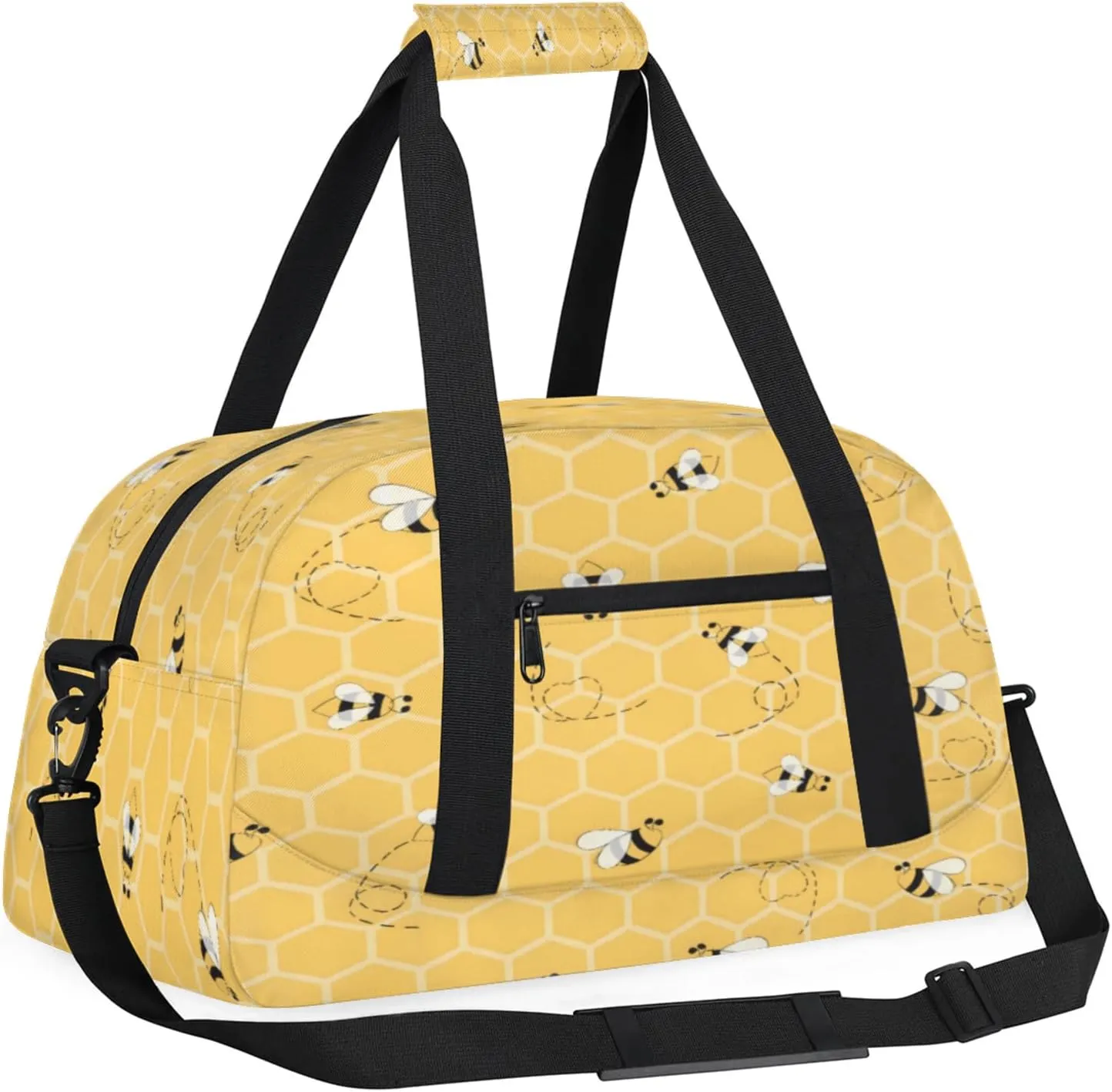 Honey Bee Bumblebee Small Gym Bag 18 inch Carry On Duffel Bag for Weekender Travel Sports Workout Yoga Gymnastics Dance Ballet