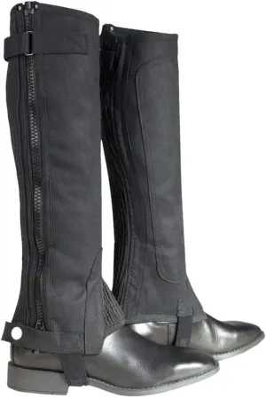 HORZE Amara Equestrian English Riding Unisex Kids Half Chaps | Synthetic Leather Zip-Up Pair | Accurate Size Chart in Description