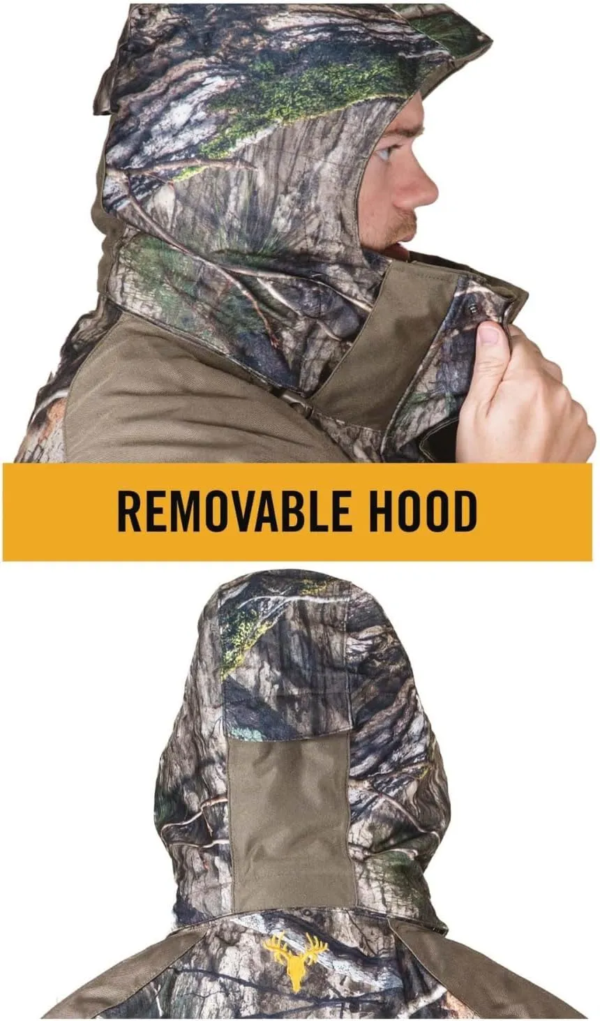 HOT SHOT Men’s 3-in-1 Insulated Camo Hunting Parka, Waterproof Jacket, Versatile Camouflage Hunting Clothes for Men