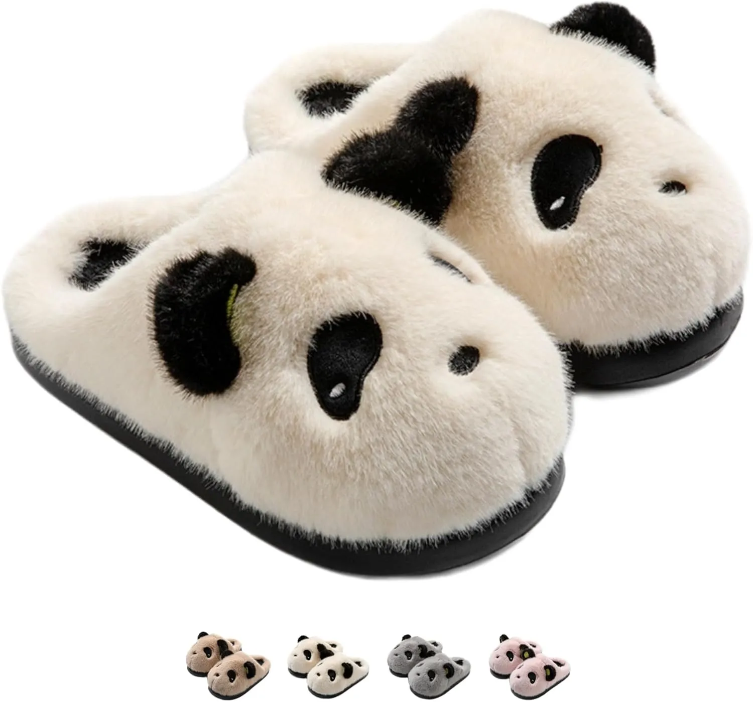 House Panda Slippers Indoor Cute Plush Fuzzy Couple Home Slippers for Women Men Winter Warm Cozy Slippers with Thickened Sole Cartoon Animal Slippers Slides Comfy Bedroom Shoes