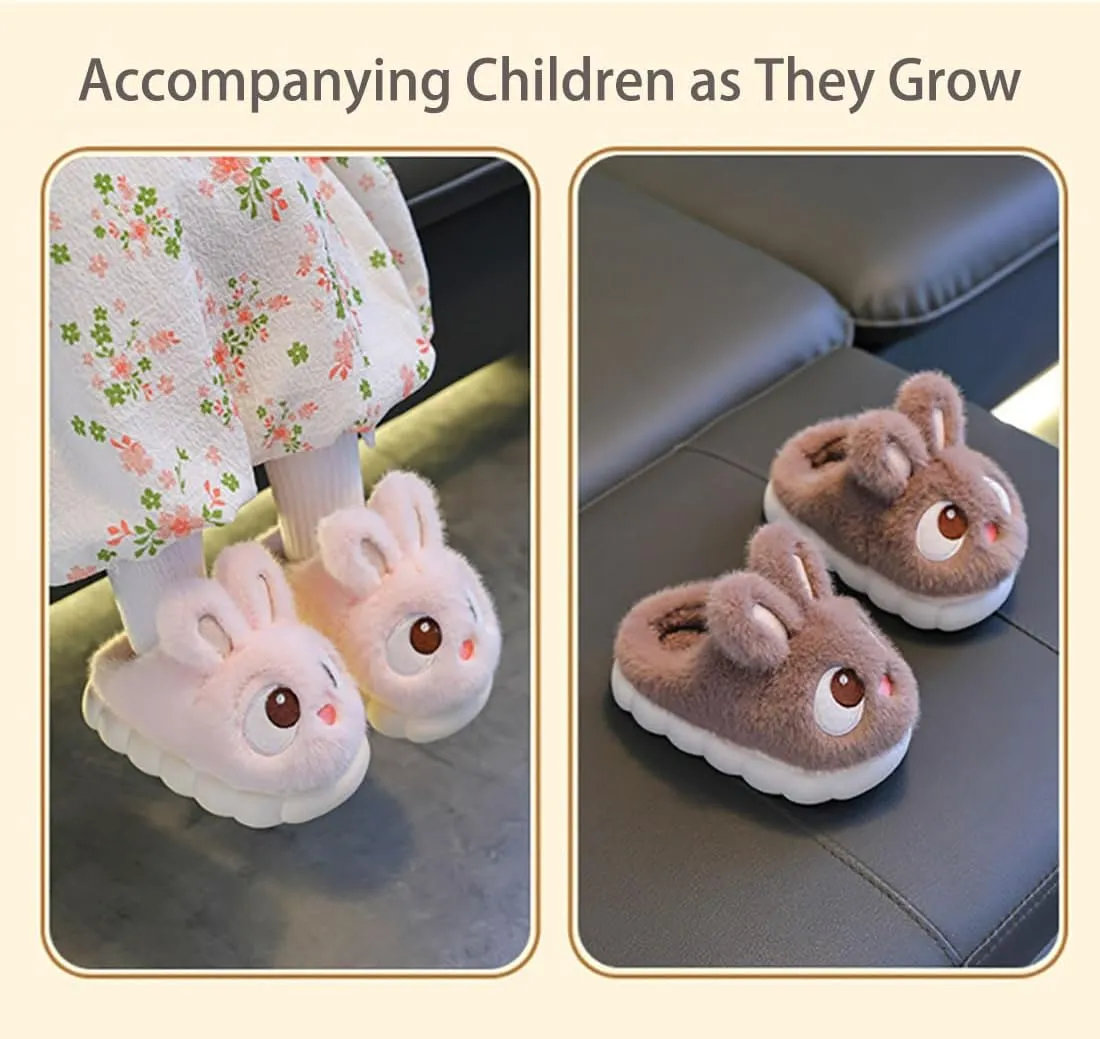 Hrtesus Bunny Slippers Toddler, Baby Bunny Slippers, Cute Cartoon Indoor Cotton Soft Non-Slip for Kids Girls Boys