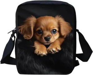 HUGS IDEA 3D Dog Small Messenger Bag for Women Crossbody Wallet Lightweight Sling Phone Bag Cell Phone Purse Shoulder Handbag Satchel Travel Pouch Gym Sport Bag