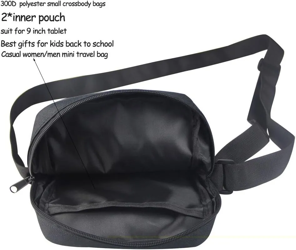HUGS IDEA Black Pug Mini Messneger Bag Shoulder Handbag Outer Travel Cross Body Bags Purse for Women