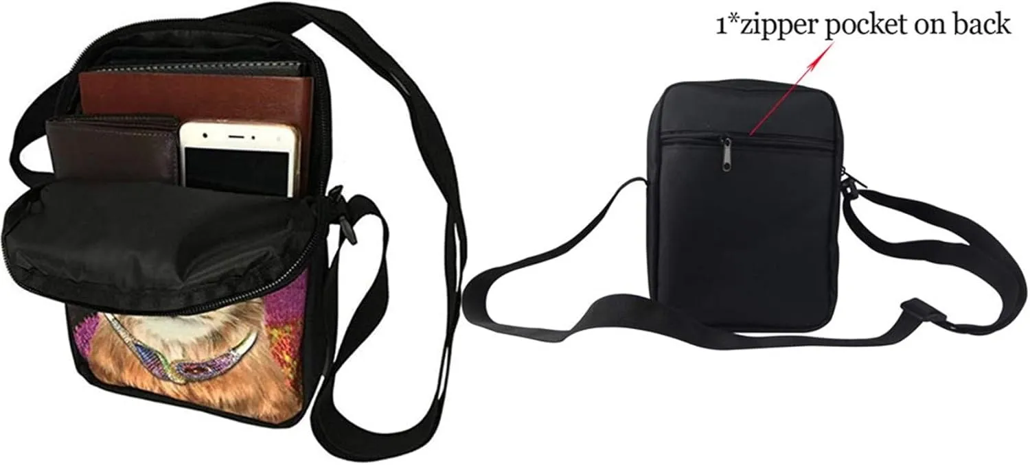 HUGS IDEA Small Messenger Bags Galaxy Axolotl Print Mini Crossbody Shoulder Handbag Travel Portable Cellphone Pouch Purse Wallet