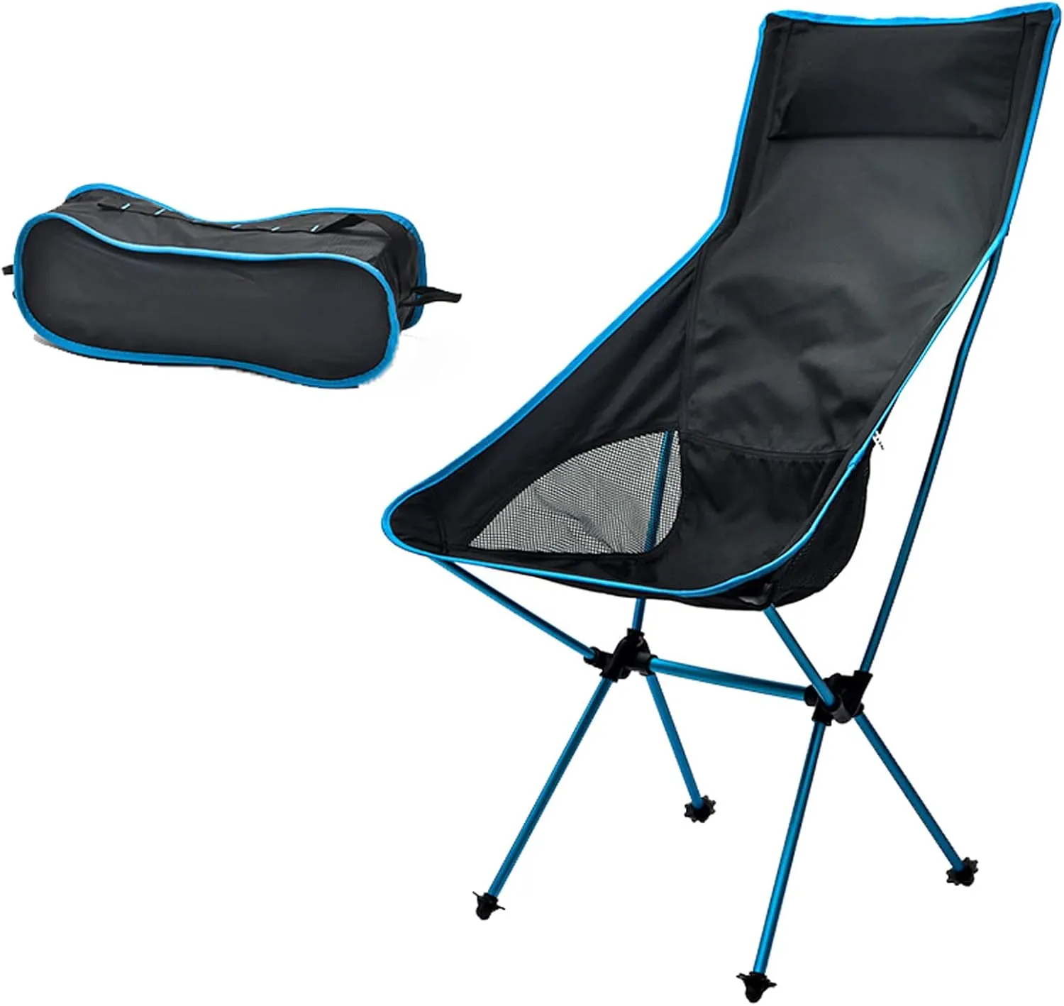 HUHJYUGE Outdoor Folding Camping Chair, High Back Padded Lawn Chair, Folding Camping Chairs for Adults, with Cup Holder Side Pocket and Portable Carrying Bag, Easy to Carry (D)