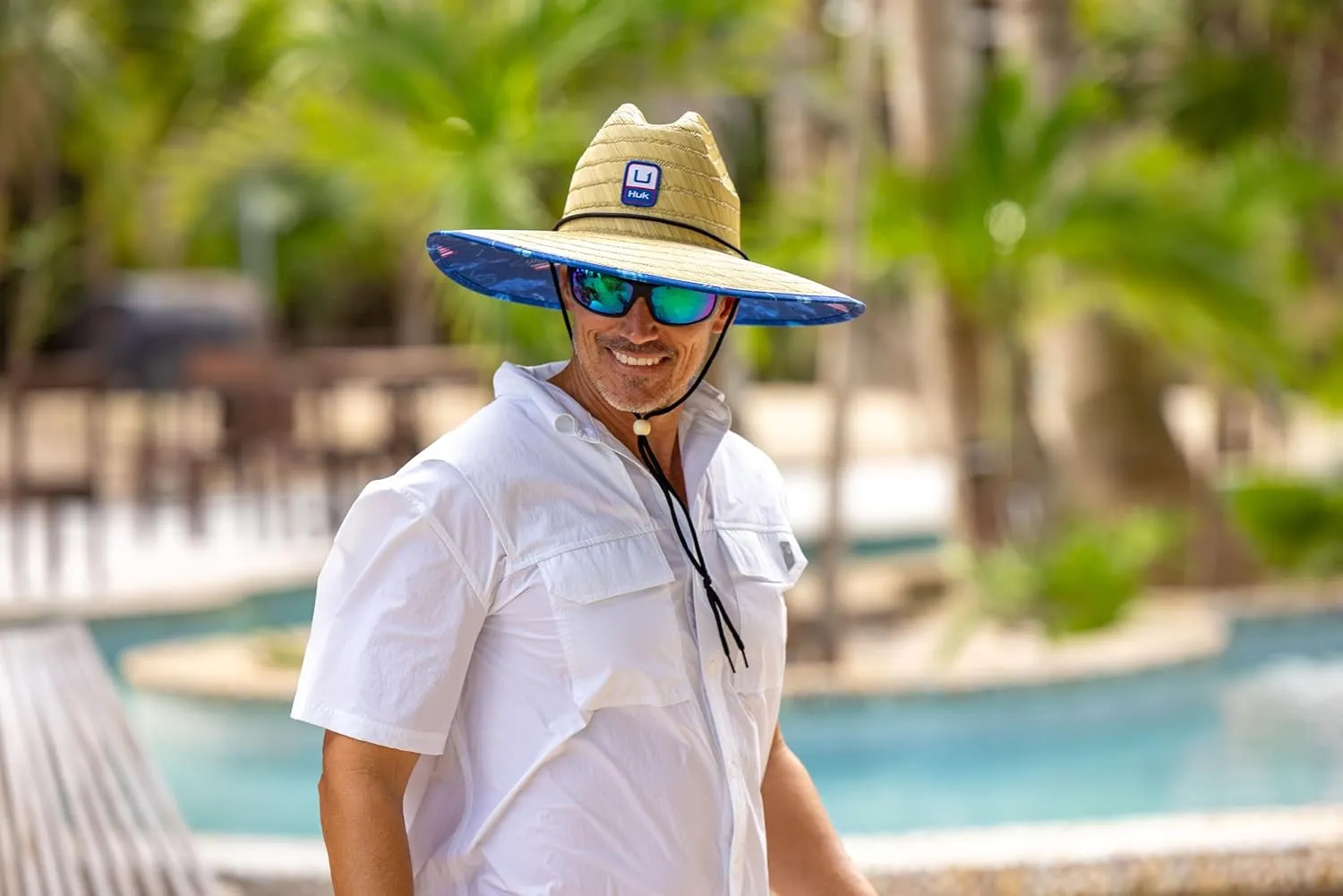 HUK Straw, Wide Brim Fishing & Beach Hat for Men