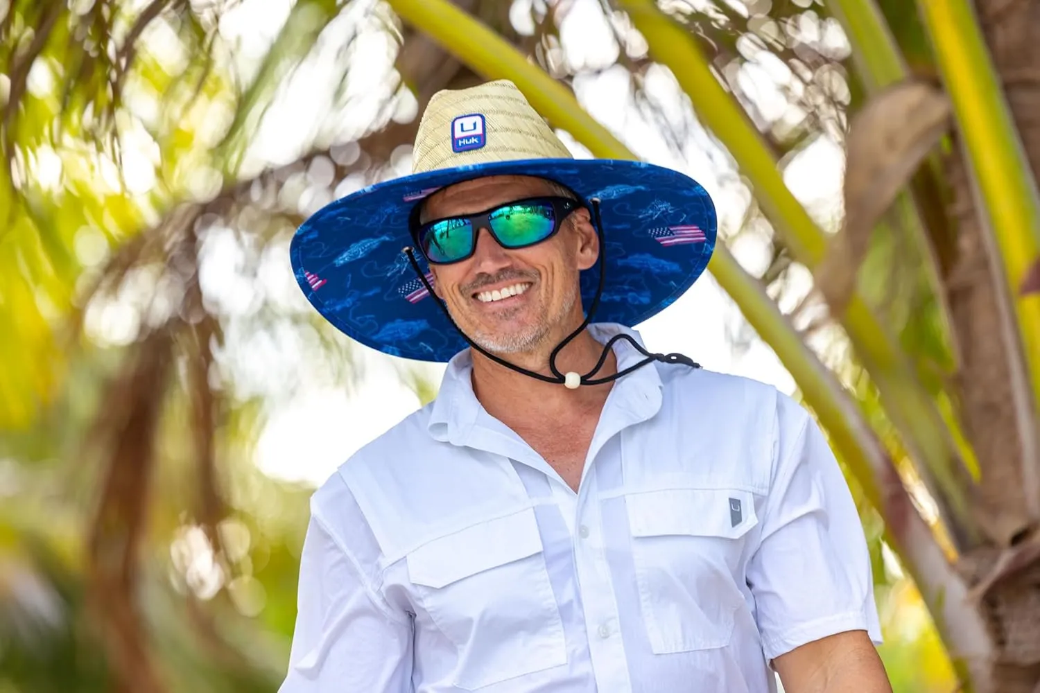 HUK Straw, Wide Brim Fishing & Beach Hat for Men