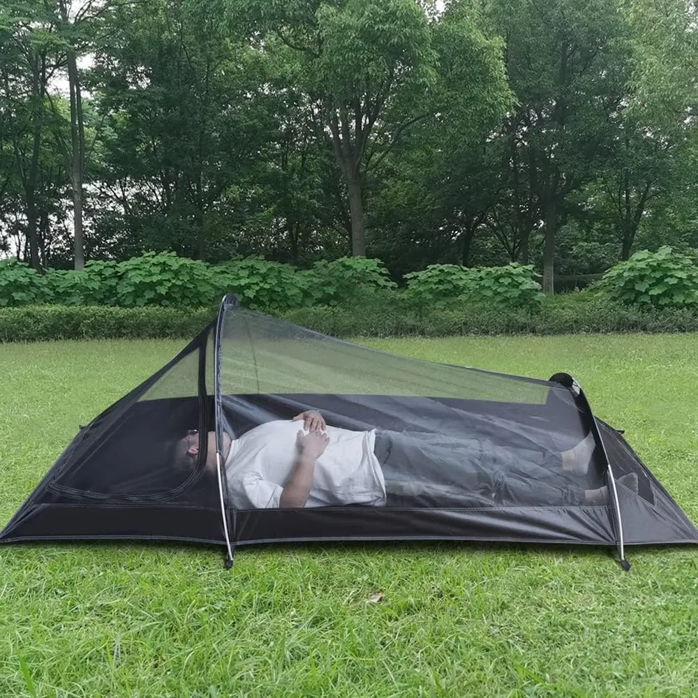 HXBER Ultralight Outdoor Camping Tent Single Person Camping Tent Water Resistant Tent Aviation Aluminum Support Portable Sleeping Bag Tent