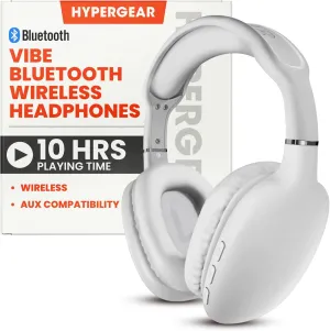HyperGear Vibe Bluetooth Wireless Headphones - Over-Ear Headphones Wireless for Music, Built-in Mic & Controls, Memory Foam Ear Cups for Travel, Home Office, Gym & More - White