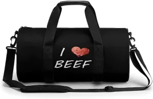 I Love Beef Gym Bag for Men Women Duffle Bags Travel Tote