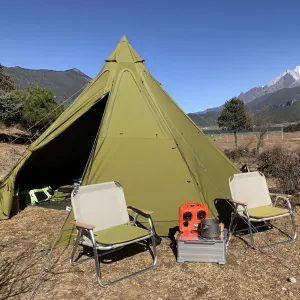 Indian Tent Outdoor Portable Camping Pyramid Teepee Tent Octagon Adult Tipi Tent with Stove Hole Camping Steeple Yurt Tent (Color2 390X390X260CM)
