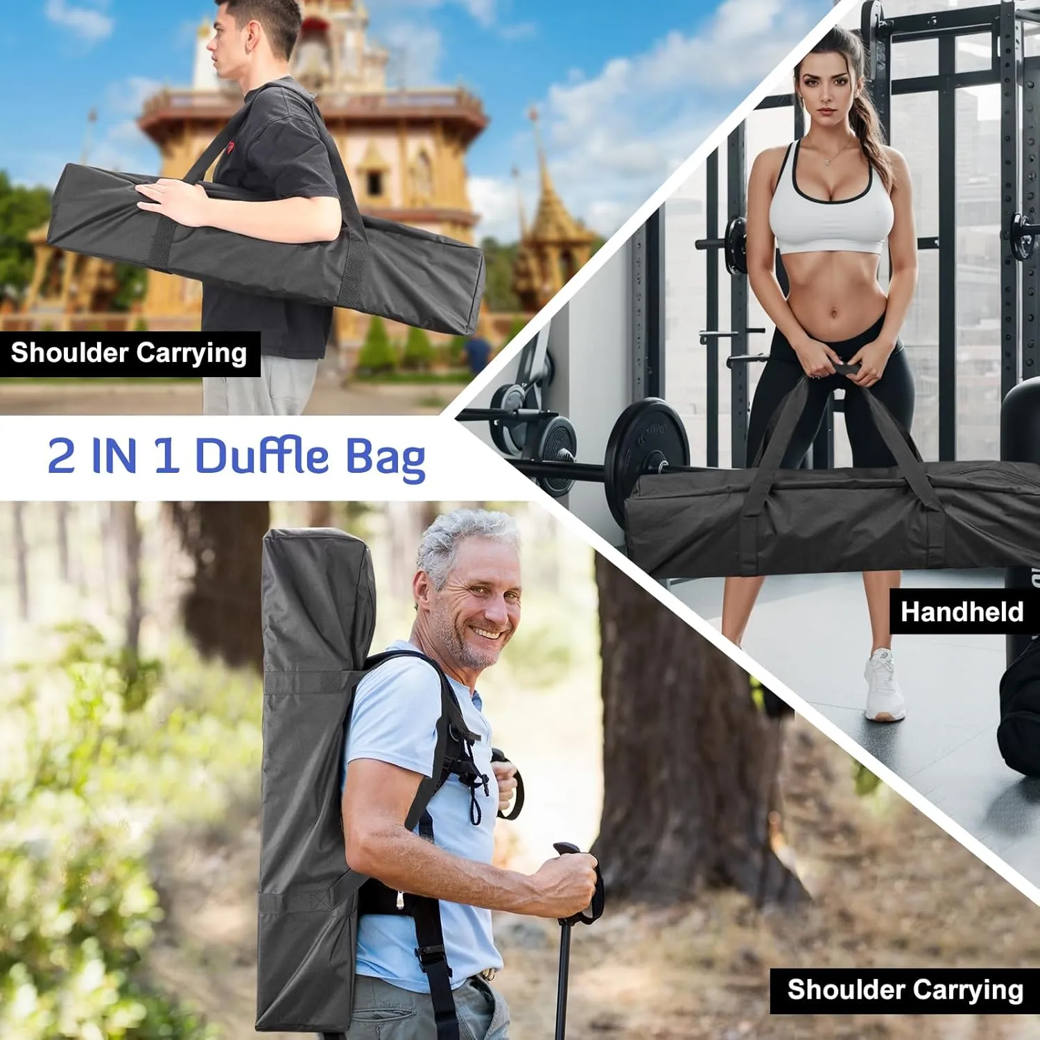INFANZIA Duffel Travel Sports Equipment Bag, Long Luggage Bag with Upgrade Zipper Water Resistant, Extra Large Foldable Storage Bag for Camping, Tent, Tripod, Fishing(35x7x7 inch,1PCS)