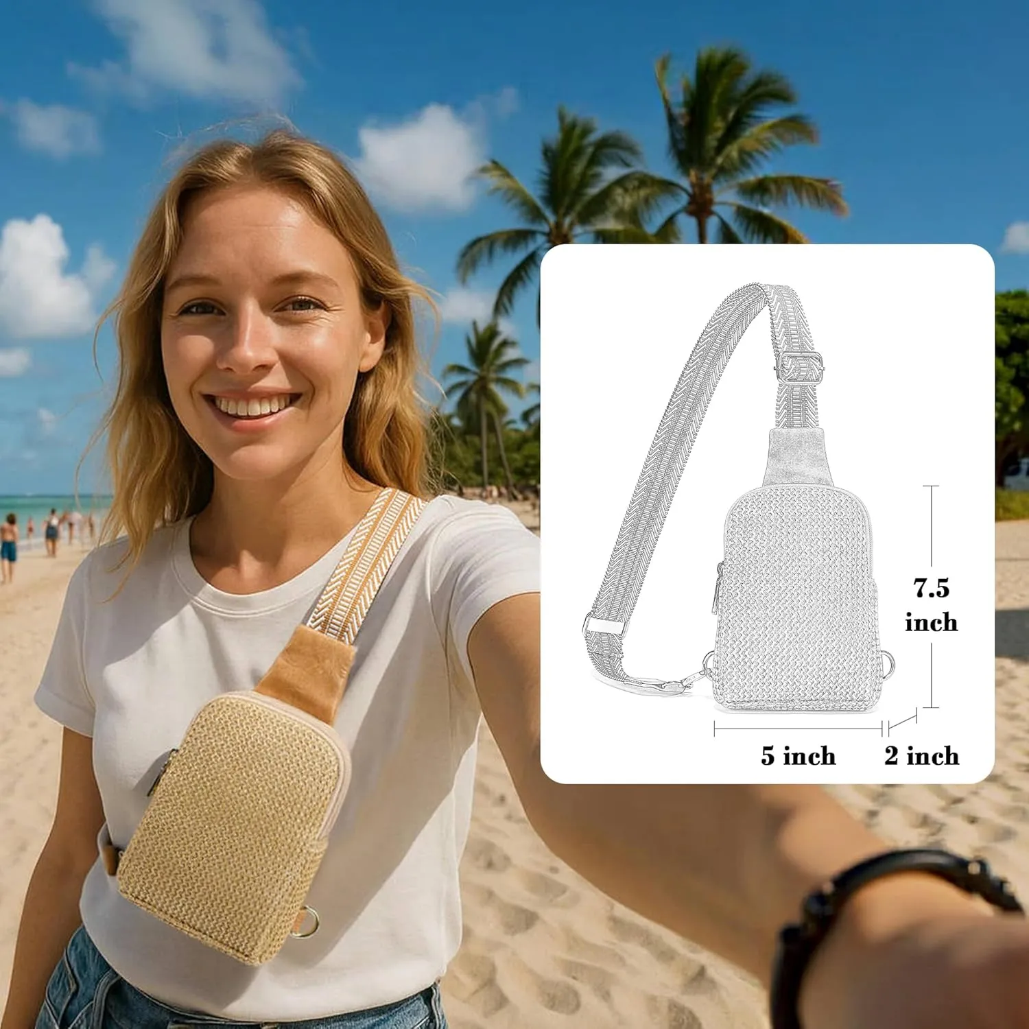 INICAT Summer Straw Bag Small Sling Beach Bag Crossbody Bags for Women