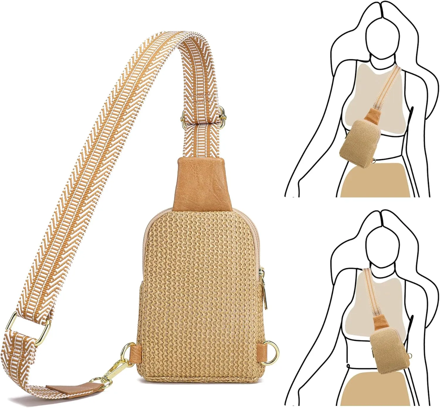 INICAT Summer Straw Bag Small Sling Beach Bag Crossbody Bags for Women