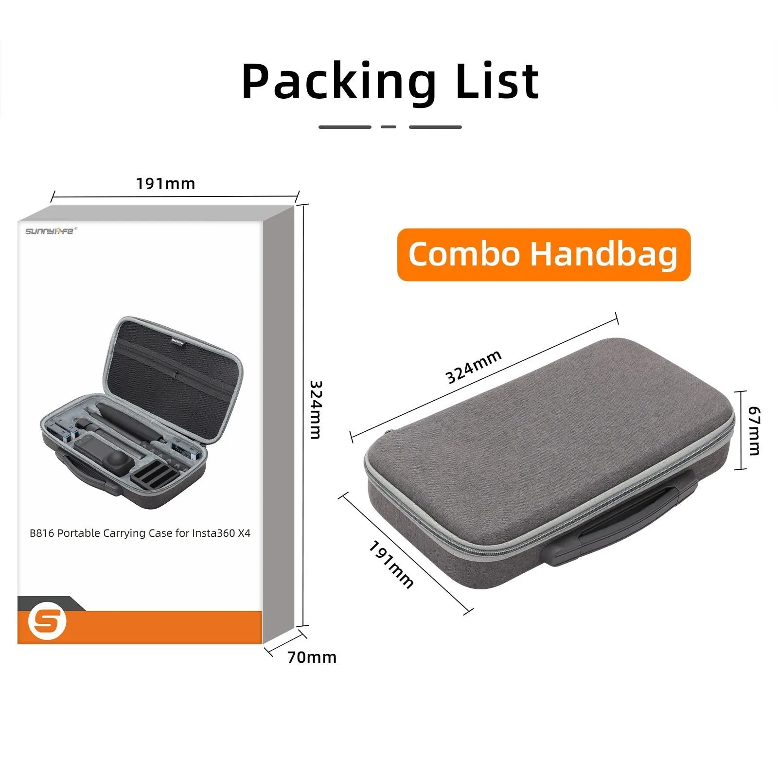 Insta360 X4 Sunnylife Mini Camera Bag For Carrying Model X4-B812